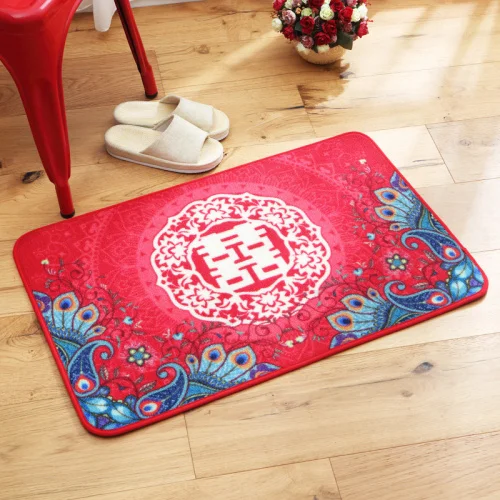 MDCT Joyous Red Floor Mats Rugs Chinese Style Blessing Entrance