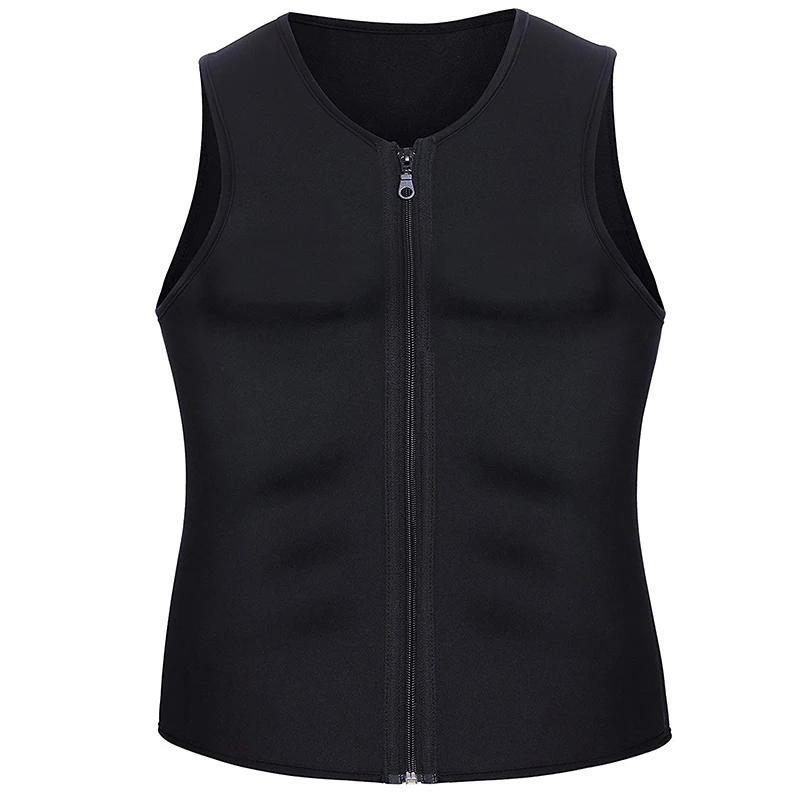 

Men Hot Sauna Sweat Suits Vest Body Shaper Waist Trainer Zipper Closure Tank Top EDF88