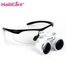 3.5X420mm Portable Wearable Dentist Surgical Medical Binocular Dental Loupe Dental Glasses LED Head Light Lamp Silver Lab Loupes