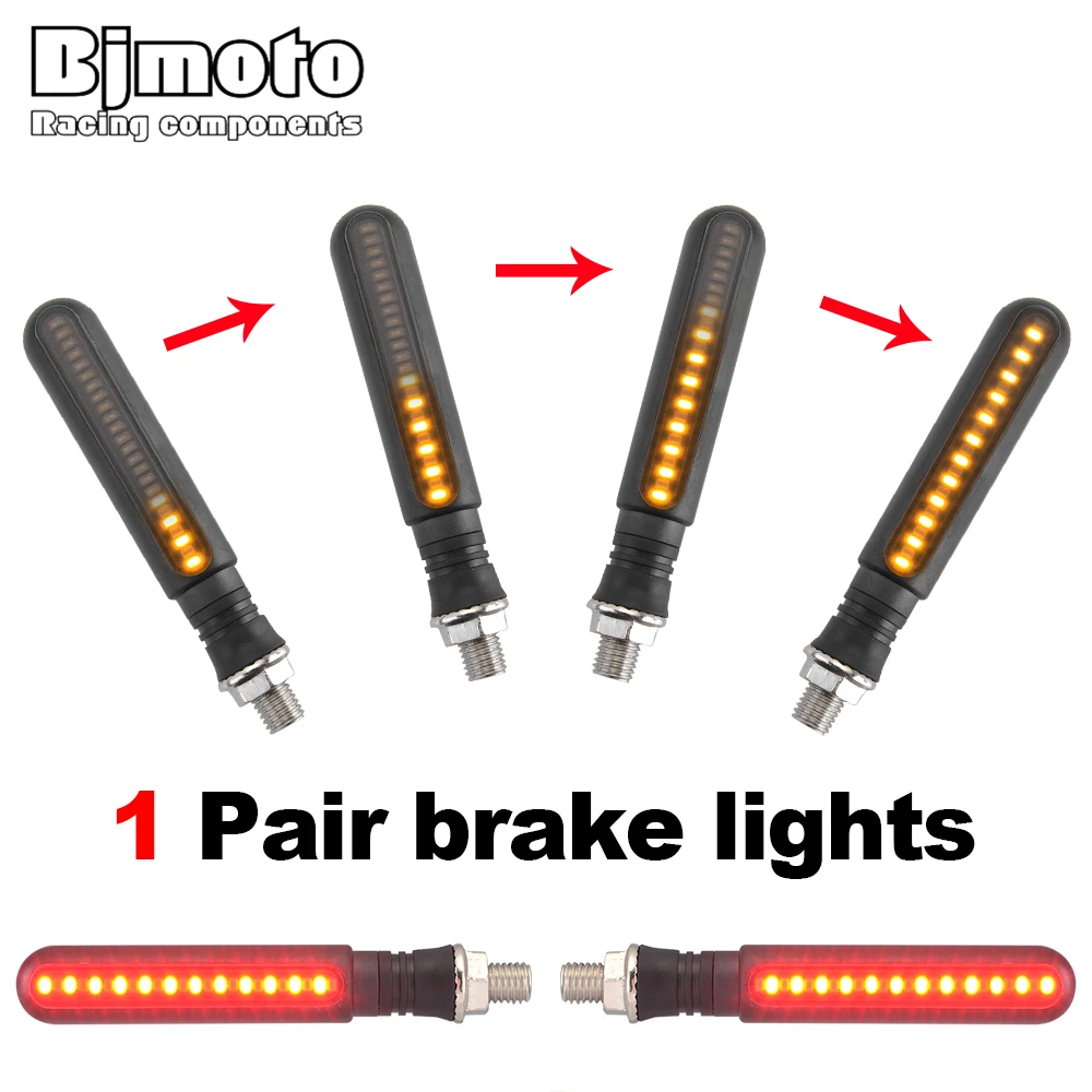 

BJMOTO 12V Turn Signal Light Motorcycle Bike Flashing Amber Indicators Red Brake Lighting 24 LEDs Indicator Blinker