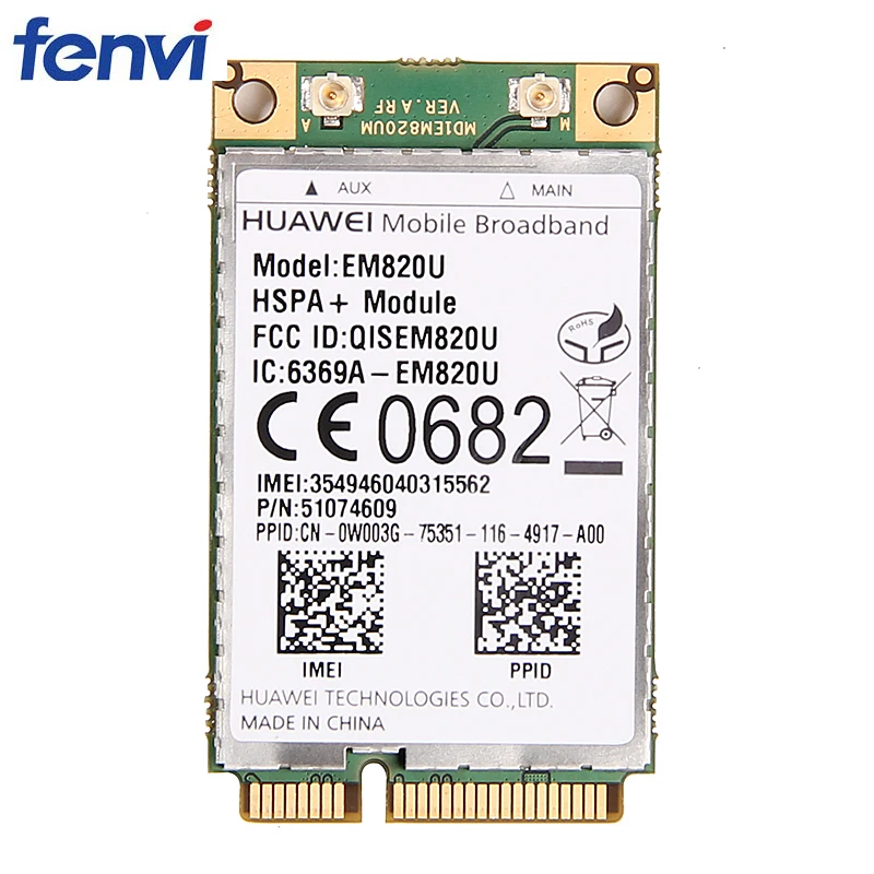 Беспроводной адаптер Crad HUAWEI EM820U (разблокированный) WCDMA GSM WWAN Mini PCI E Card HSPA + 21 Мбит/с 3G