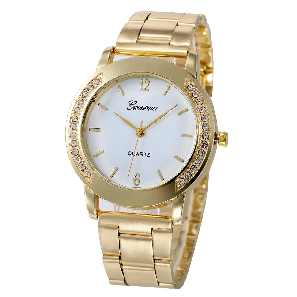 Женева красивые модные женские часы-браслет женские часы в стиле кэжуал круглые аналоговые кварцевые наручный браслет, ремешок для женщин часы Ff - Цвет: White