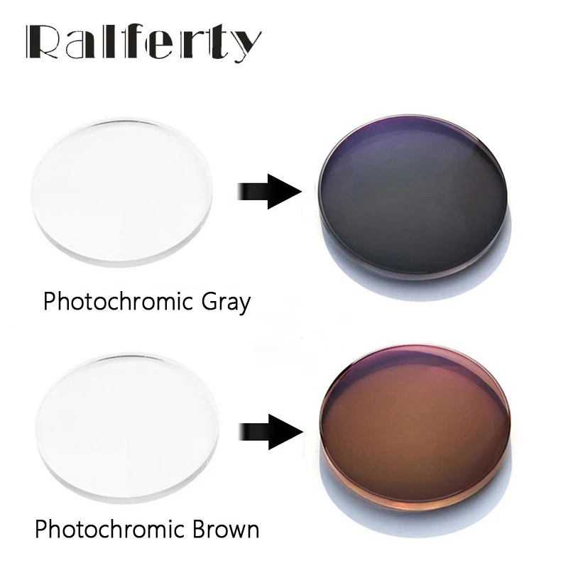 Ralferty 1.56 1.6 1.67 Photochromic Lens Chameleon Sunglasses Spectacle Clear Color Myopia Hyperopia Prescription Optical Lenses