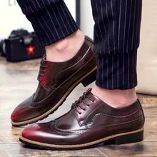 Brogue shoes men slip-on loafers leather PU massage waterproof wedges spring/autumn shoes casual black/golden shoes