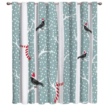 

Illustrations of Trees Celebrating the Natural Season of Winter Room Curtains Large Window Curtain Rod Bathroom Kitchen Outdoor