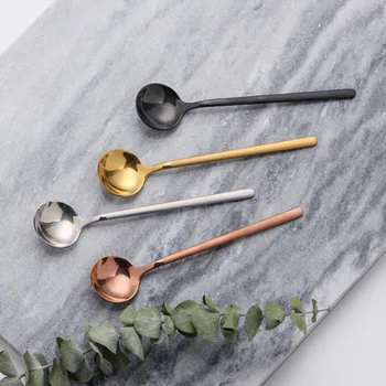 

Mini Coffee Spoon Kitchen Dessertspoon Dining Round Shape Cake Fruit Spoons Stainless Steel rose gold flatware Home tea spoon