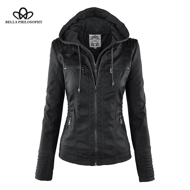 Wonder 2018 new autumn Coat HOT Jacket Women hoodies Winter Autumn Motorcycle Jacket Black Outerwear faux leather PU Jacket