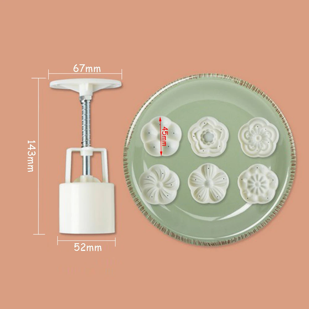 BETOHE 50 г 3D Роза цветы Mooncake форма 1 баррель + 6 штампов набор ручного давления помадка