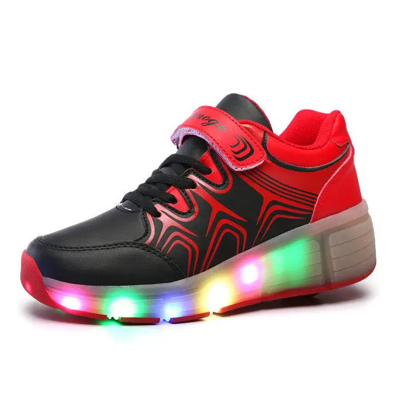 

New Children Heelys Shoes With Led Light Kids Luminous Glowing Sneakers Adult Boys Girls Roller Skate Wheel Shoes Size29-43 9122