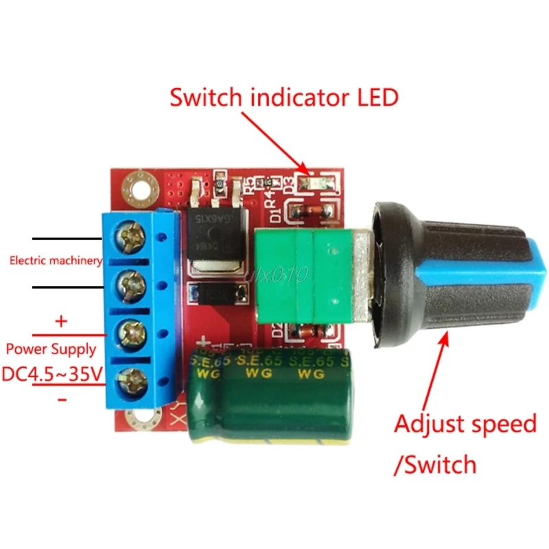 Mini DC Motor PWM Speed Controller 4.5V-35V Speed Control Switch LED Dimmer 5A May Whosale&DropShip