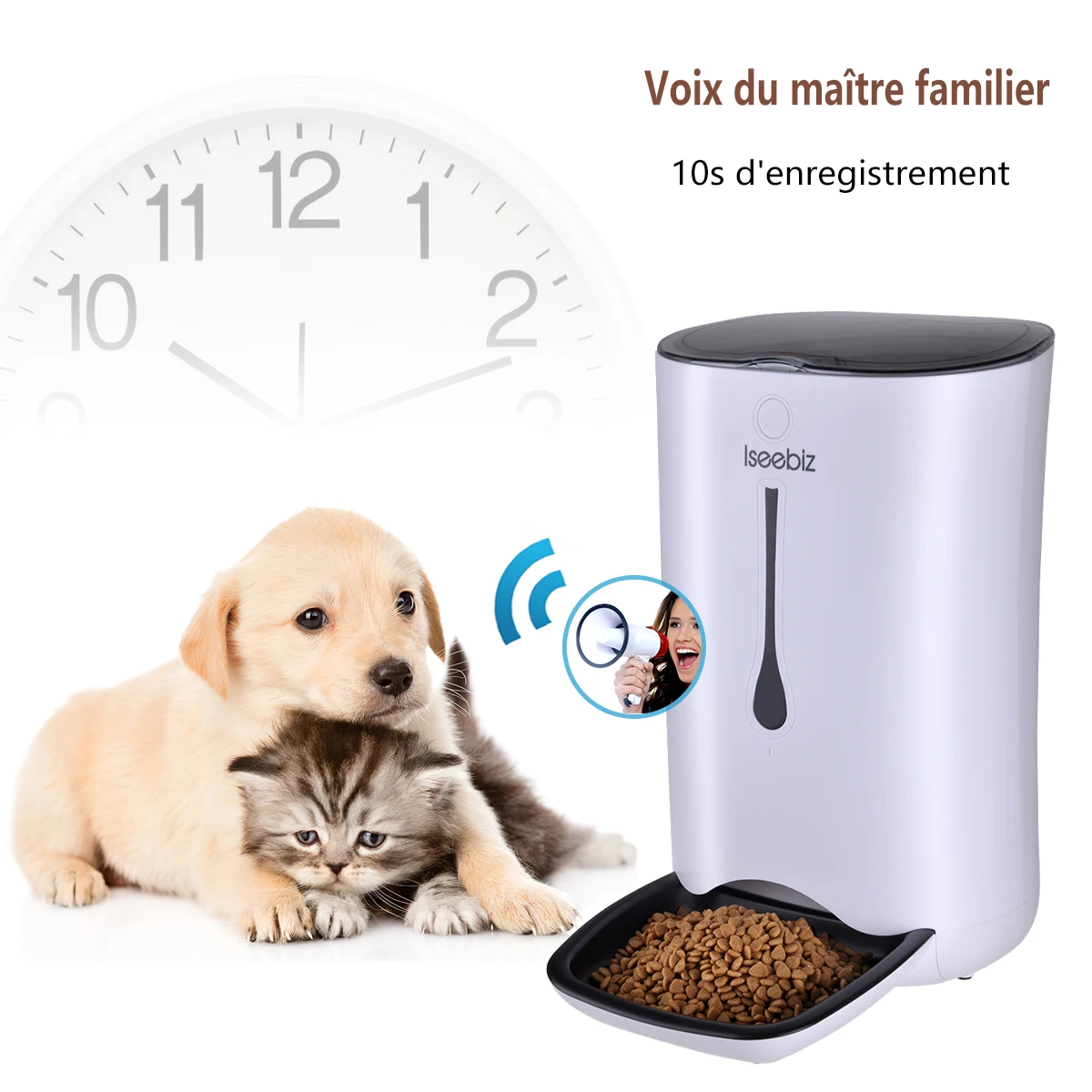 Iseebiz 7L Автоматическая кошка собака Кормушка дозатор корма для домашних животных с голосовым напоминанием и программируемый таймер ЖК-дисплей
