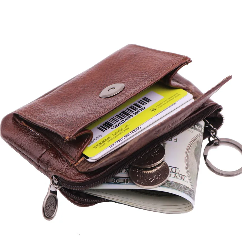 Vintage Women Wallets Female Mini Wallet Genuine Leather Small Coin Purse Credit Card Holder Walet Magic Lady Money Bag Key Ring