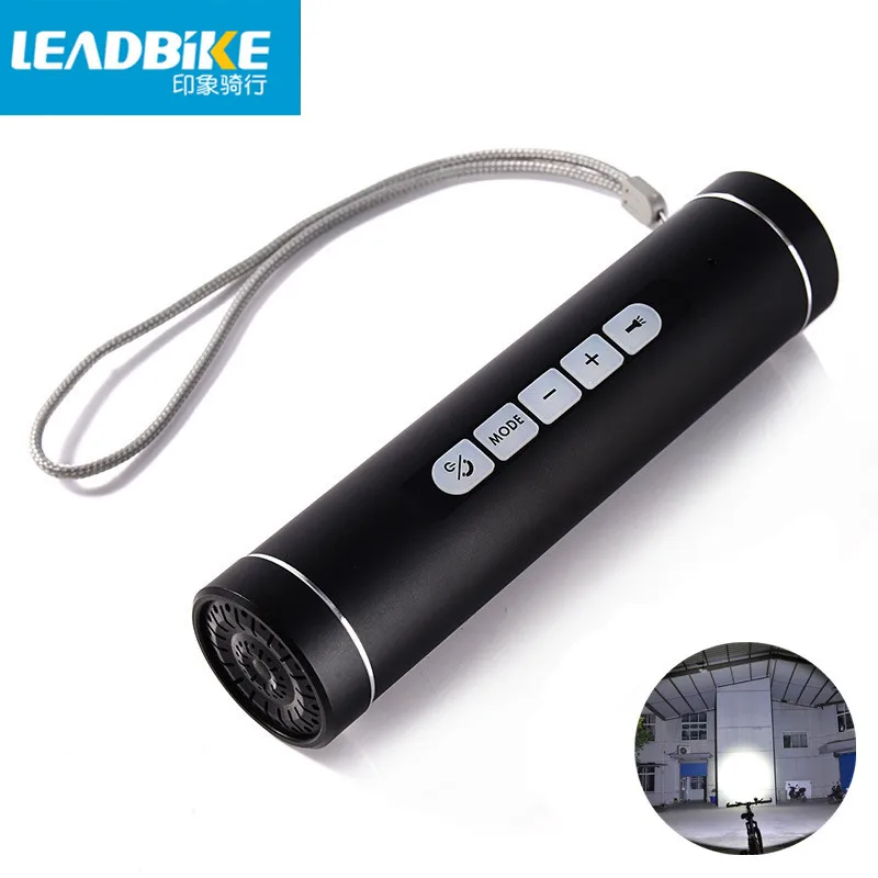 Leadbike 2017 New Bicycle Frontlight Led Multifunction Waterproof Flashlight Bike Headlight Torchlight With Bluetooth MP3 Player | Спорт и