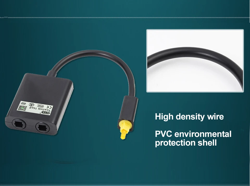 Digital Optical Audio Splitter 2 Way SPDIF Toslink Splitter 1 Input 2 Output Optical Splitter Adapter Speakers HUB Box DVD (9)