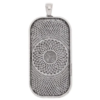 

20pcs Antique Silver Tone Rectangular Bezel Pendant Base Setting Cabochon Cameo Pendant Trays, 27X60mm - C3603