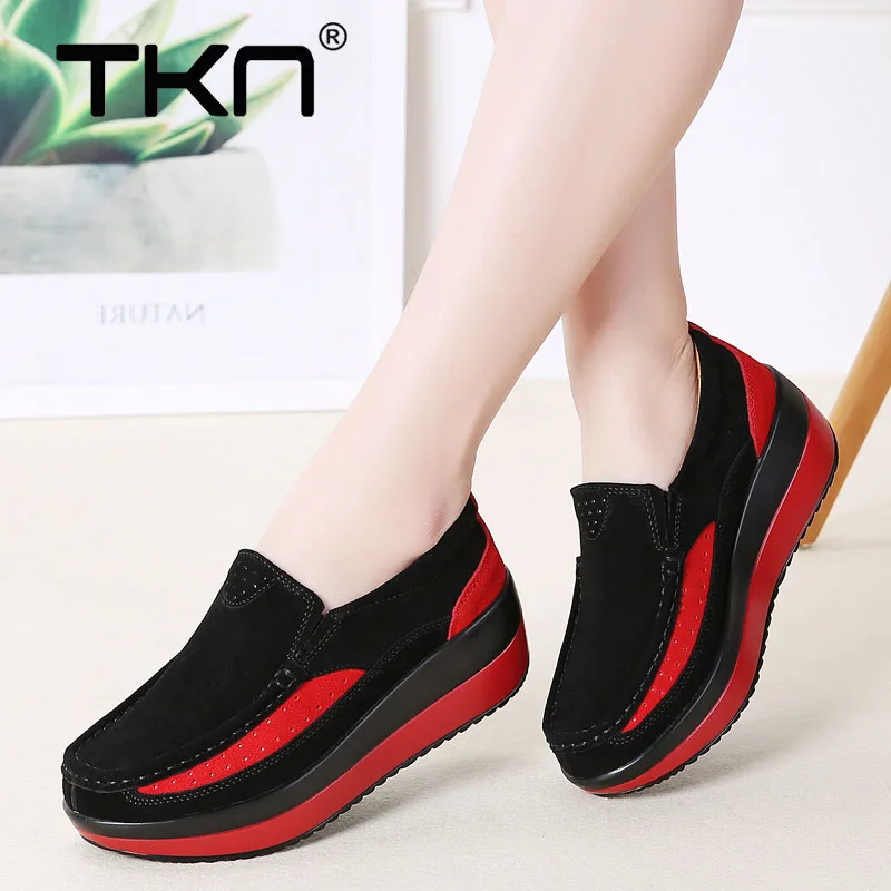 

2019 Spring Women Platform Flats Shoes Suede Leather Oxfords Shoes Women Slip on Chaussures Femme Sneakers Shoes Moccasins 1887