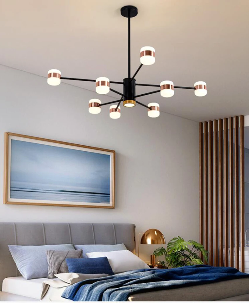 Modern nordic chandeliers lighting 6-16 heads creatvie black rose gold led ceiling hanging lamp for living dining room bedroom