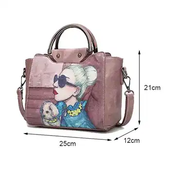 Handbag Women Handbag Female Leather Cartoon Printed Handbags Women's bags for Ladies Autumn New High quality