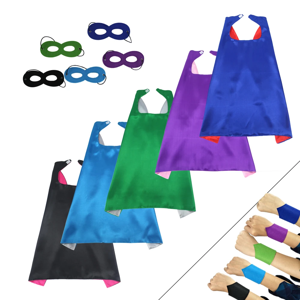 

Special 70*70 cm Cape Mask Bracelet For Funny Kids Costume Birthday Party Kids Back To School Prince Boy Costume Dress Up