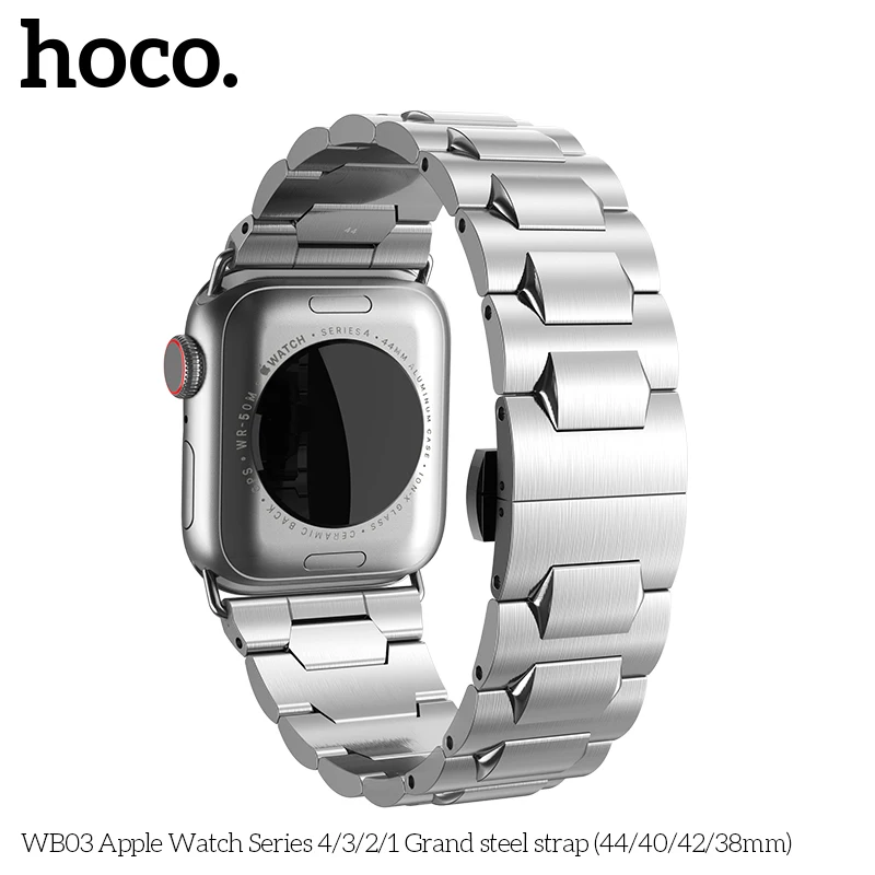Беспроводное зарядное устройство HOCO 316L Нержавеющая сталь ремешок для наручных часов Apple Watch, 42 мм 44 мм, 38 мм, 40 мм длина браслета наручных часов iWatch, ремешок Watch Series 1/2/3/4 металлические звеньевые Напульсники