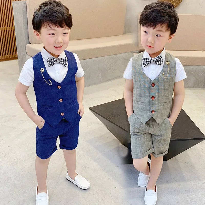 

The new summer 2019 children two-piece costumes handsome children suits Fashion kids clothes boys Cotton kids sets ALI 352