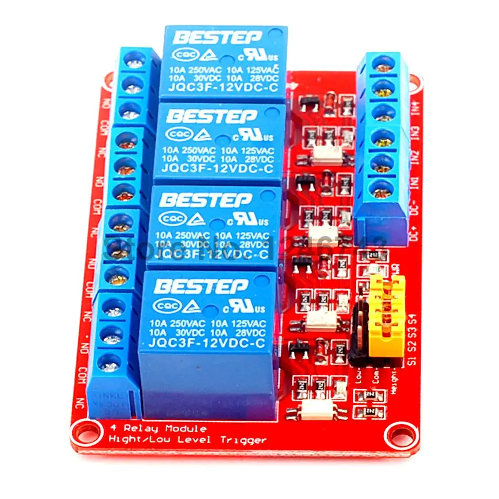 

1PCS 4 Channel 12V Relay Module 4-Channel Module High and Low Trigger Red Board
