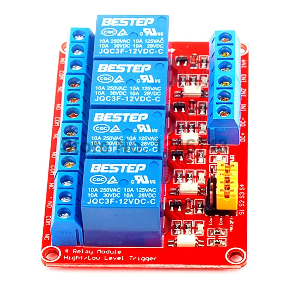 1 шт. 4 канала 12 В релейный модуль 4-канальный модуль высокий и низкий триггер красная плата