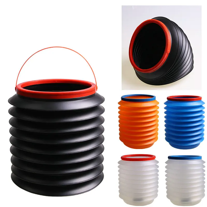 

4L folding multi-purpose trash can bucket magic bucket fishing bucket 5 color Black, blue and white, red and white, orange, blue