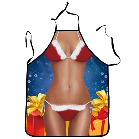 Christmas Apron Chef 3D Print Cooking Kitchen Halterneck Waist Aprons Wedding Party Accessories For Women Men 72x54cm