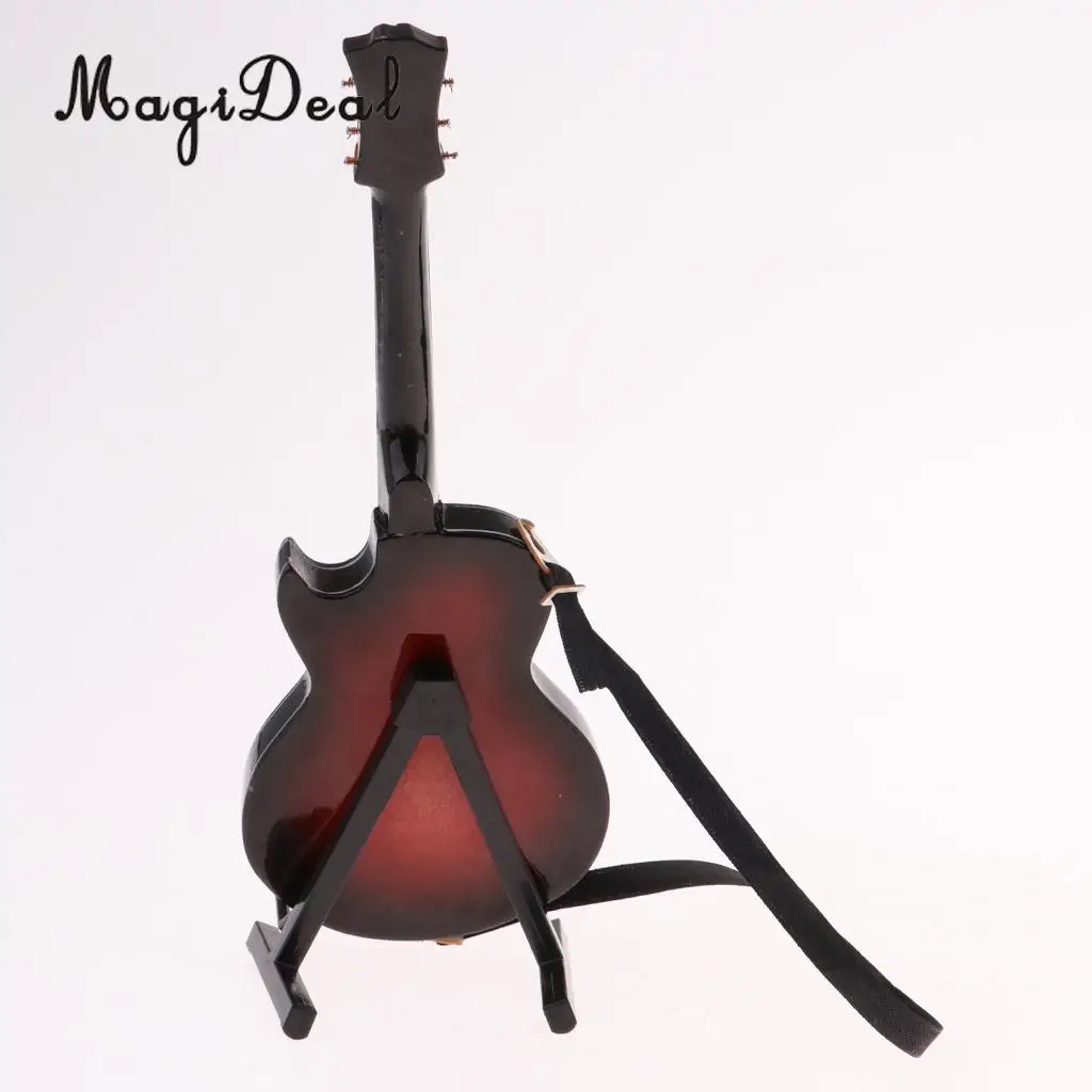 Handmade 1/6 Miniature Coffee Acoustic Guitar with Strap for   Figures /12inch Dolls Accessories Collections