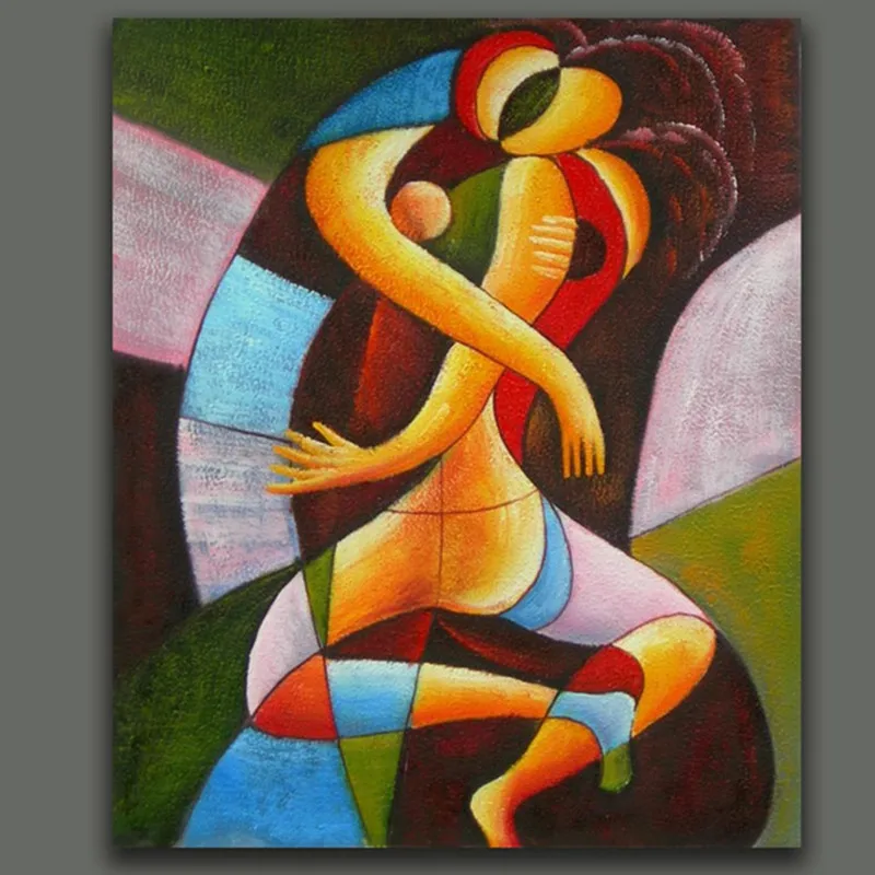 

Handmade Abstract Oil Painting on Canvas Handpainted Colorful Acrylic Paintings Hug Figure Picture Modern Home Decor Wall Art