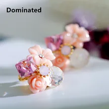 Преобладают новые раковины цветок кристалл серьги-гвоздики темперамент простой и сладкий модные аксессуары женские серьги-гвоздики ювелирные изделия