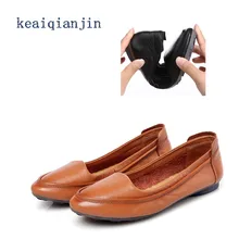 Woman Boat Shoes 2016 Spring/Autumn High Quality Genuine Leather Soft Casual Shoes Black White Brown Green Solid Pointed Toe