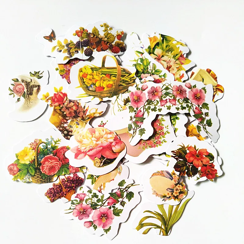 

26pcs/bag Kawaii Decoracion Journal Cute Diary Flower Stickers Scrapbooking Flakes School Supplies DIY craft photo albums