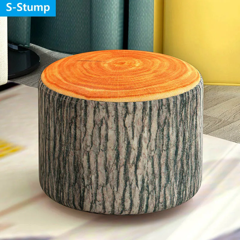 Современные маленькие круглые сиденья Табурет Османов деревянная Ткань дверной проем изменить обувь маленький стул гостиная стол сбоку детская мебель - Цвет: S-stump
