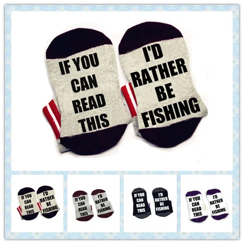 Носки, если вы можете прочитать это I 'd rather be рыбы ing хлопковые носки удобные Для мужчин Для женщин носки