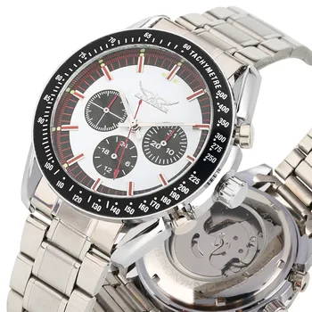 

Classic Automatic Mechanical Watches Self Wind For Men Leisure Skeleton Unique Arabic Numerals Case Mechanical Wristwatches