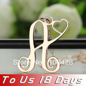 

AILIN A Pcs of My Heart One Initial Name Necklace in Rose Gold Color Monogram Nameplate Necklace 1 Letter Pendant Personalized
