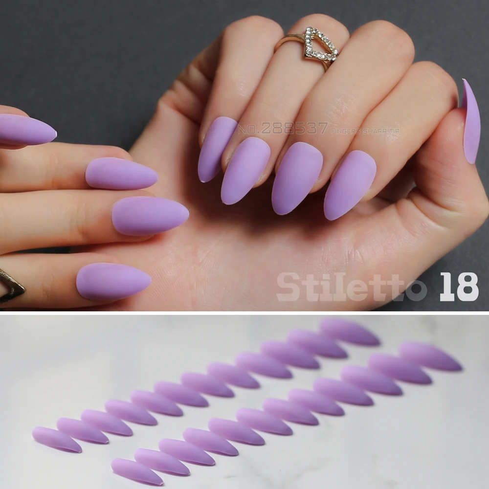 Neue Matte Falsche Kurze Spitz Weichem Rosa Nude Rot Schwarz Blau Gefalschte Stiletto Nagel Volle Abdeckung Reine Farbe Candy Lila Khaki Weiss Stiletto Nails Full Cover Fake Stiletto Nailsstiletto Nails Aliexpress