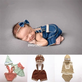 

Dvotinst Newborn Photography Props Baby Outfit Dress Hat Headband Set Fotografia Accessories Studio Shoots Bebes Photo Props