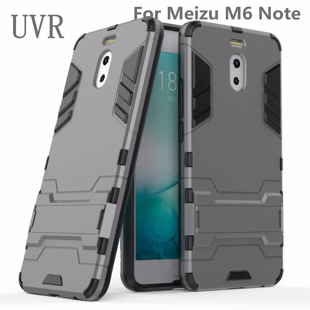 

UVR For Meizu M6 Note Kickstand Armor Hard Case For Meilan Note 6 Note6 Cover Plastic Shockproof Dual Layer Soft TPU Silicone