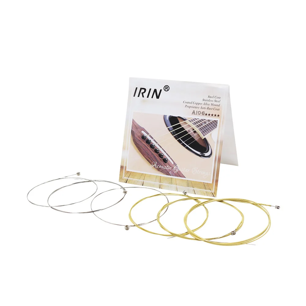 

Full Set 6pcs/lot Acoustic Folk Guitar Strings Replacement(.009-.045) Steel Core Copper Alloy Wound with End Ball Medium Tension