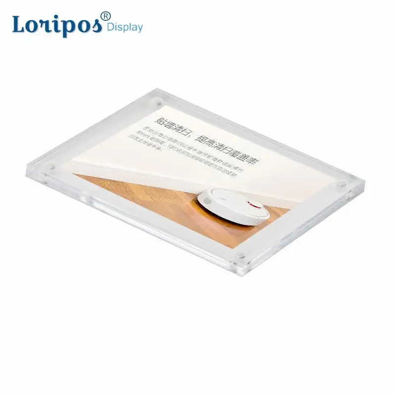 

Small Freestanding Clear Acrylic Magnetic Picture Display Stand Photo Frame New Wall Mounted Sign Holder Paper Card Poster Cover