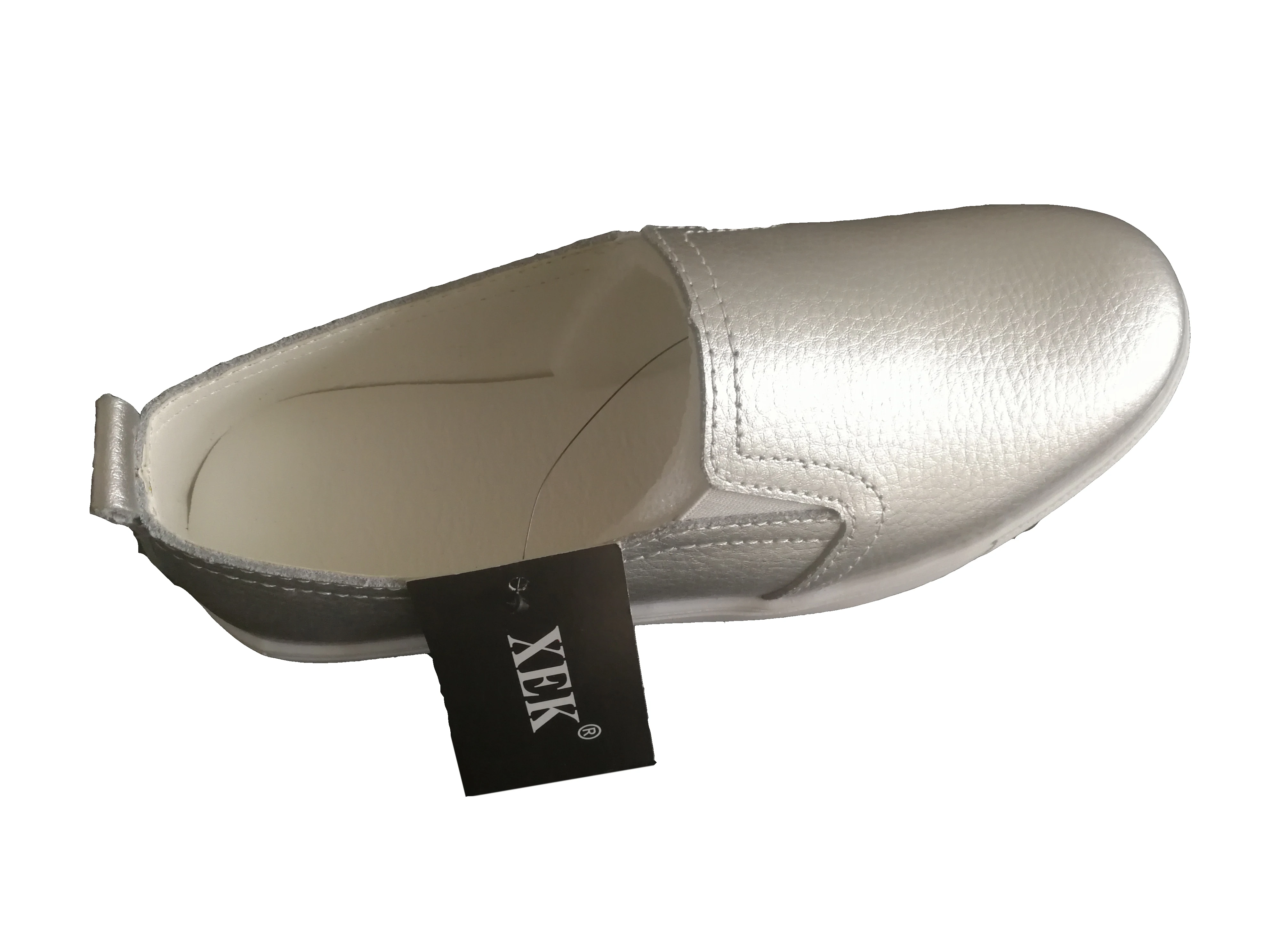 On white Plana 2017 Xc67 Black silvery Cuero Slipony Mujer Primavera Mocasines De Plata Valentine Mujeres Nueva Slip Zapatos Real Femenino qRHq8p7w
