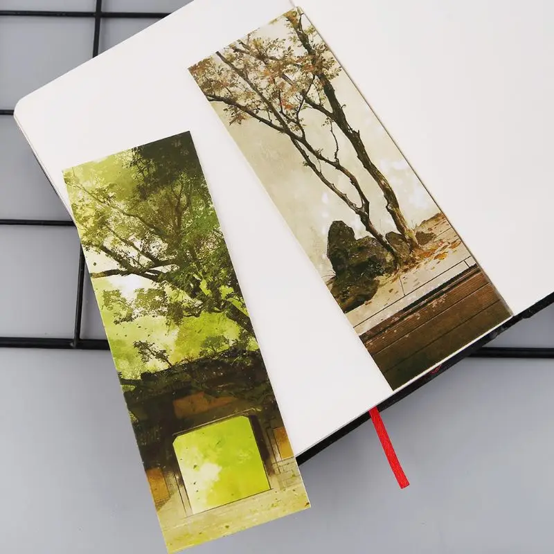 Paper Bookmark 30pcs Creative Chinese Style Paper Bookmarks Painting Cards Retro Boxed Bookmark Commemorative Gifts