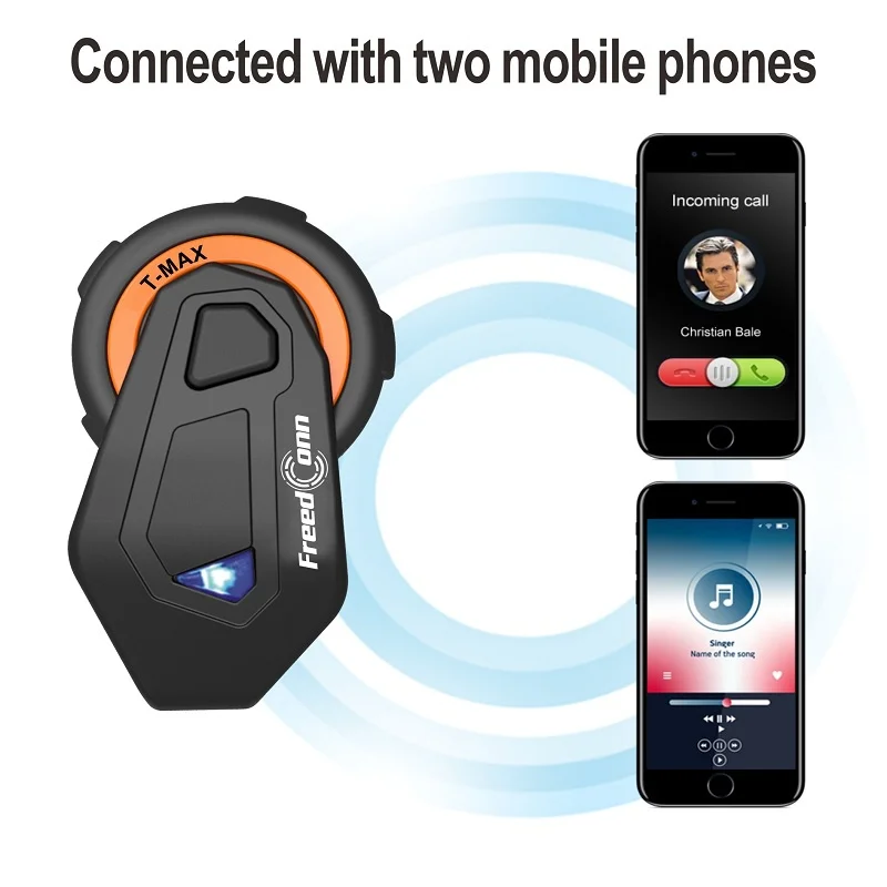 

Freedconn T-max Motorcycle Intercom Helmet Bluetooth Headset 1000m Interphones Headphones ,FM Radio + Soft Earpiece