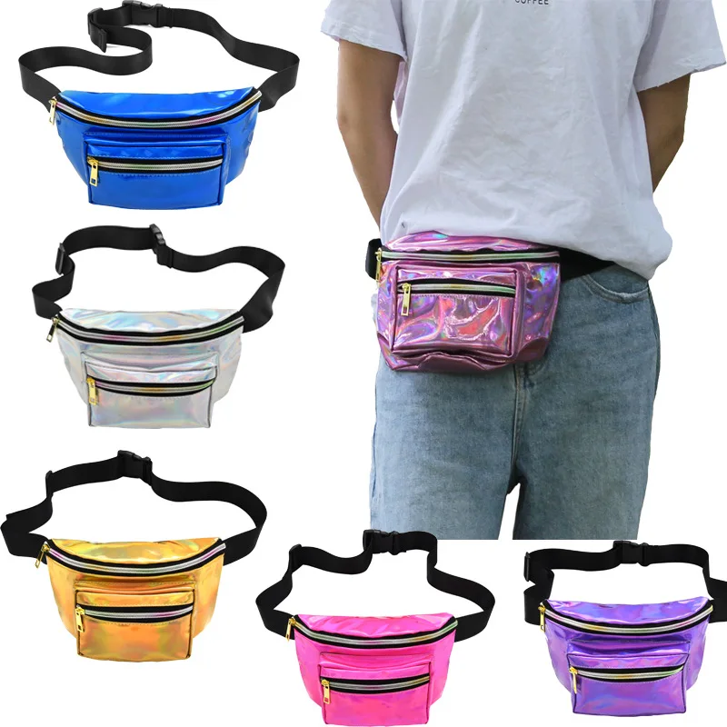 

Reflect Light Laser Waist Bags Cool Women Fanny Belt Waist Packs for Fit Girl Waterproof Bag for Summer Travel Beach Bags