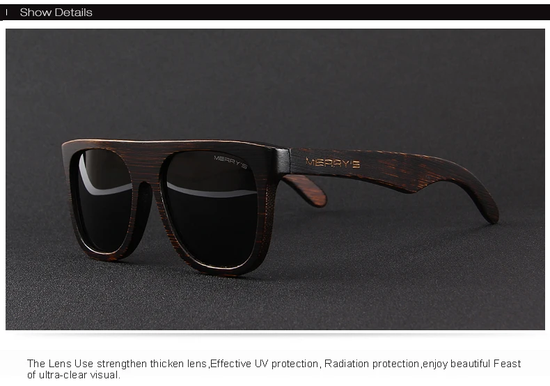 MERRYS Дизайнерские мужские деревянные поляризованные солнцезащитные очки ручной работы УФ-защита S5085