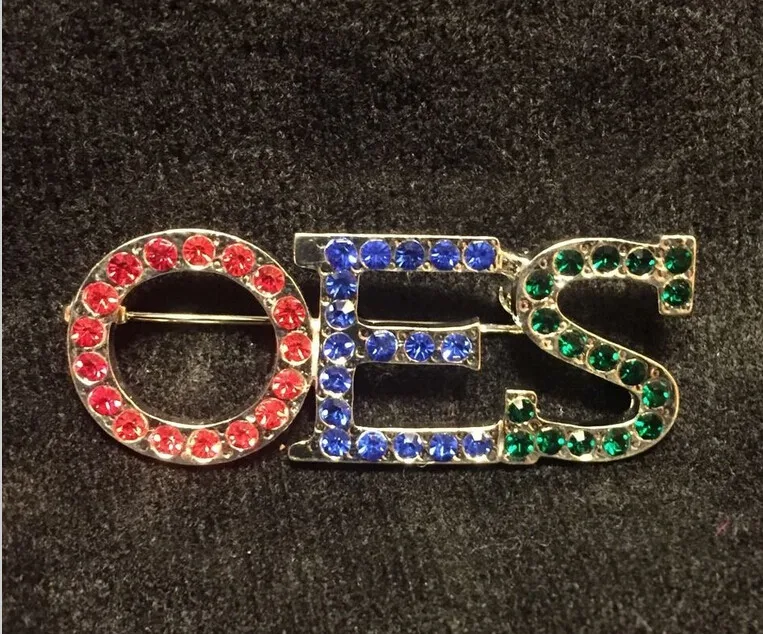 Order of The Eastern Star Brooch Pin Jewelry Blue Red Green OES
