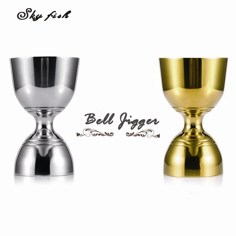 Sky Fish Gold & Silver 1&2oz Stainless Steel Cocktail Jigger Bar Jigger